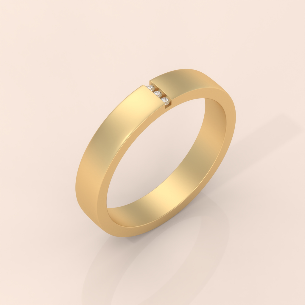 10k Gold Couple Band Set – Elegant His and Hers Wedding Rings with Diamond Accents